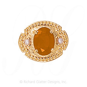GS373 CIT/PL - 14 Karat Gold Slide with Citrine center and Pearl accents 